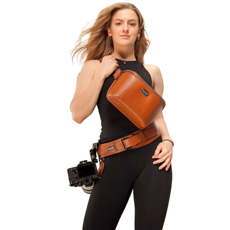 SpiderPro Leather Sling Pouch Brown