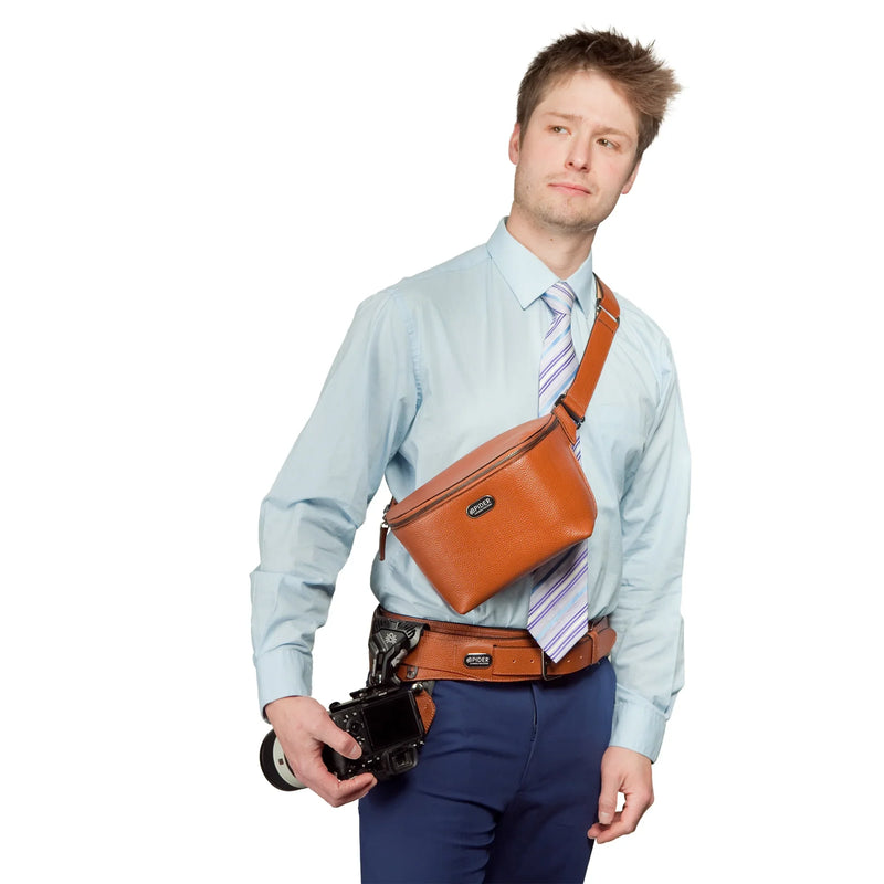 SpiderPro Leather Sling Pouch Brown