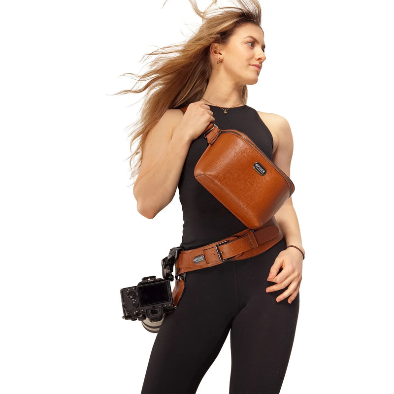 SpiderPro Leather Sling Pouch Brown
