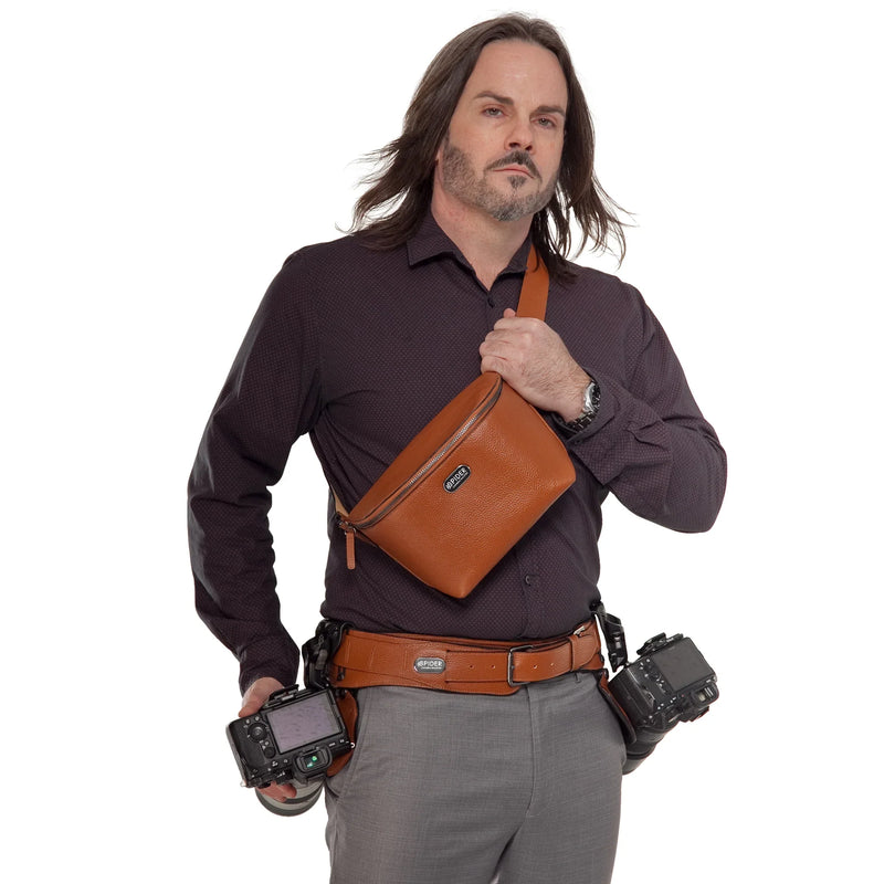 SpiderPro Leather Sling Pouch Brown