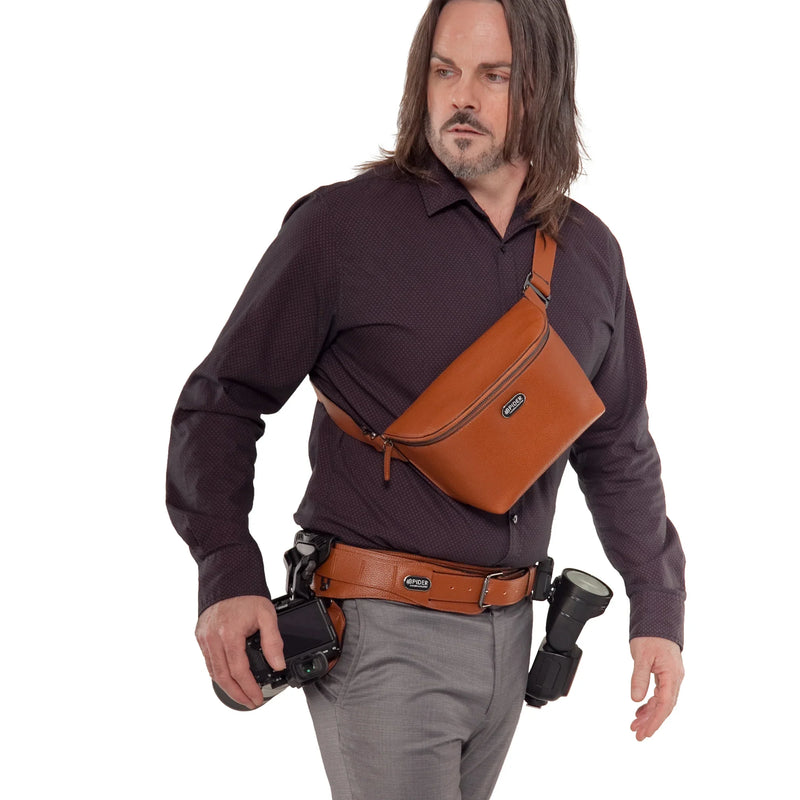 SpiderPro Leather Sling Pouch Brown