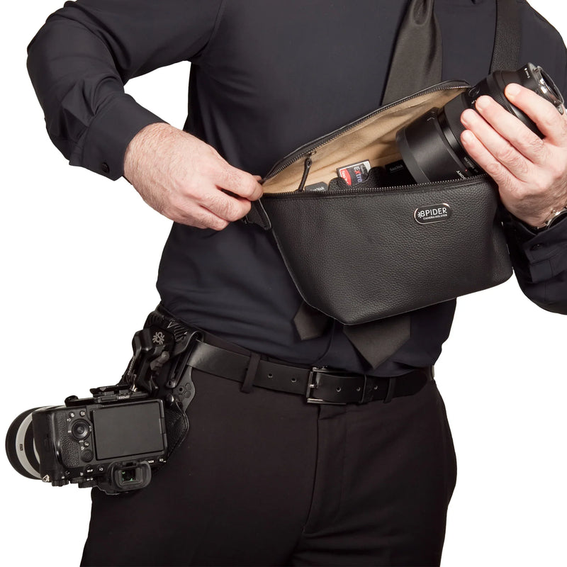 SpiderPro Leather Sling Pouch Black