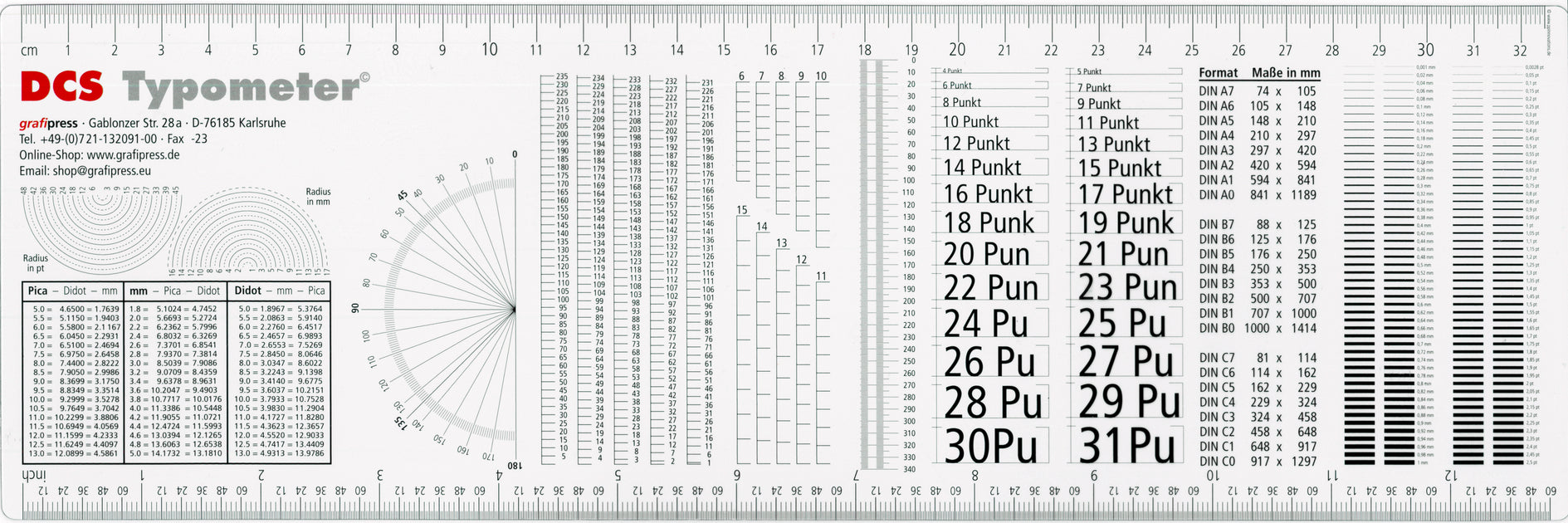 Standardgraph Typometer 918280 glasklar 30cm - Bürobedarf Thüringen